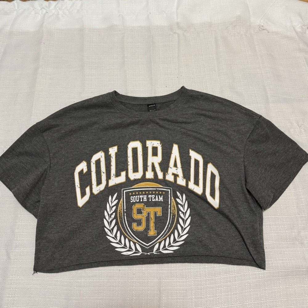 SHEIN Dark Gray Colorado Kids Tee